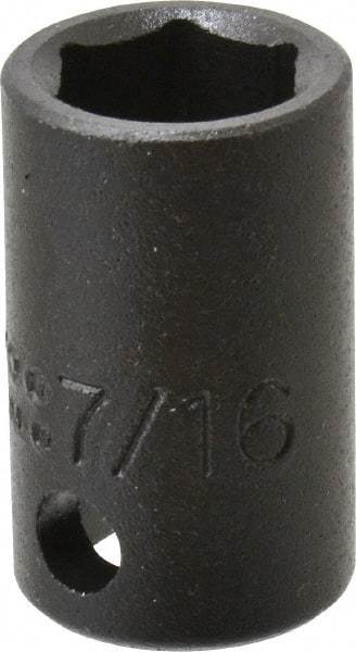 Proto - 3/8" Drive 7/16" Standard Impact Socket - 6 Points, 1-3/32" OAL - Americas Industrial Supply