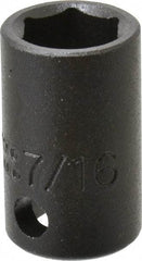Proto - 3/8" Drive 7/16" Standard Impact Socket - 6 Points, 1-3/32" OAL - Americas Industrial Supply