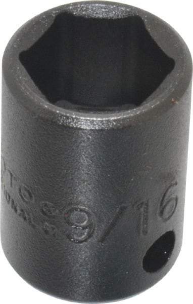 Proto - 3/8" Drive 9/16" Standard Impact Socket - 6 Points, 1-3/32" OAL - Americas Industrial Supply