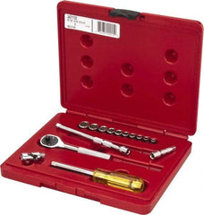 Proto - 15 Piece 1/4" Drive Socket Set - 6 Points, 3/16" to 9/16" Range, Inch Measurement Standard - Americas Industrial Supply