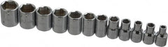 Proto - 12 Piece 1/4" Drive Socket Set - 6 Points, 4mm to 14mm Range, Metric Measurement Standard - Americas Industrial Supply