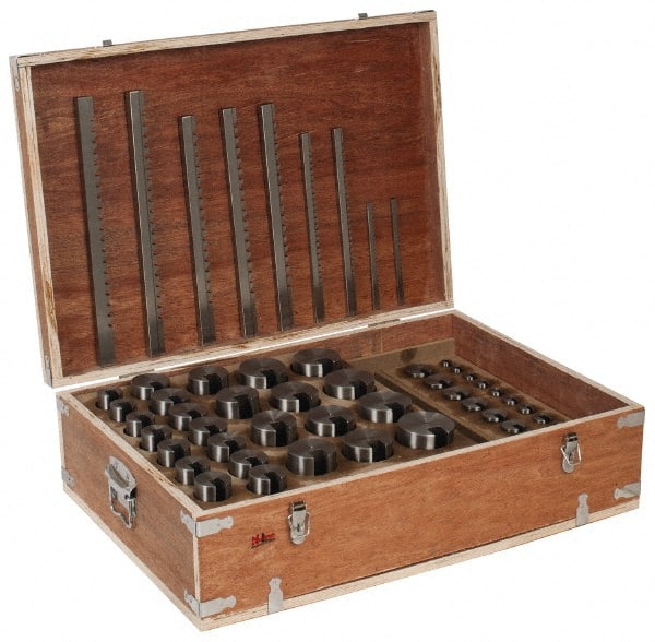 Value Collection - 75 Piece, 1/8 to 3/4" Keyway Width, Style B, C, D & E Keyway Broach Set - Americas Industrial Supply