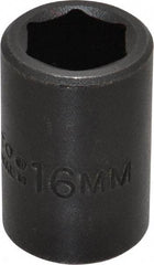 Proto - 1/2" Drive 16mm Standard Impact Socket - 6 Points, 1-1/2" OAL - Americas Industrial Supply