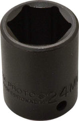 Proto - 1/2" Drive 24mm Standard Impact Socket - 6 Points, 1-39/64" OAL - Americas Industrial Supply
