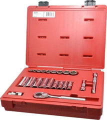Proto - 22 Piece 3/8" Drive Socket Set - 6 Points, 3/8" to 7/8" Range, Inch Measurement Standard - Americas Industrial Supply