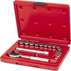 Proto - 16 Piece 3/8" Drive Socket Set - 12 Points, 6mm to 19mm Range, Metric Measurement Standard - Americas Industrial Supply