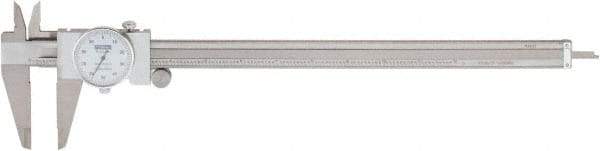 Fowler - 0" to 12" Range, 0.001" Graduation, 0.1" per Revolution, Dial Caliper - White Face, 2.35" Jaw Length - Americas Industrial Supply