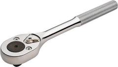 Proto - 1/2" Drive Pear Head Ratchet - Chrome Finish, 10" OAL, 24 Gear Teeth, Standard Knurled Handle, Standard Head - Americas Industrial Supply