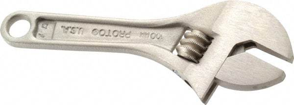 Proto - 1/2" Jaw Capacity, 4" Standard Adjustable Wrench - Steel, Chrome Finish - Americas Industrial Supply