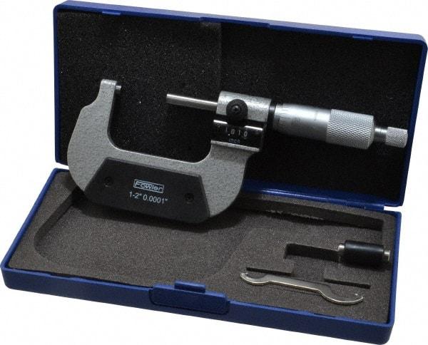 Fowler - 1 to 2" Range, 0.0001" Graduation, Mechanical Outside Micrometer - Ratchet Stop Thimble, Accurate to 0.00016", Digital Counter - Americas Industrial Supply