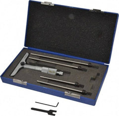 Fowler - 0 to 4" Range, 4 Rod, Satin Chrome Finish Mechanical Depth Micrometer - Ratchet Stop Thimble, 4" Base Length, 0.001" Graduation, 0.176" Rod Diam - Americas Industrial Supply