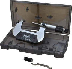 Fowler - 1 to 2" Range, 0.0001" Graduation, Mechanical Outside Micrometer - Ratchet-Friction Thimble, Accurate to 0.0001" - Americas Industrial Supply