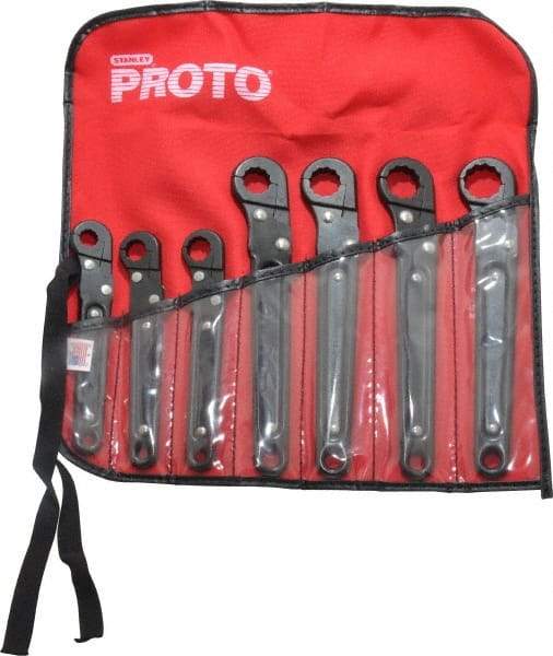 Proto - 7 Piece, 3/8" to 3/4", 12 Point Flare Nut Wrench Set - Inch Measurement Standard, Black Oxide Finish, Comes in Nylon Roll - Americas Industrial Supply