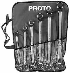 Proto - 6 Piece, 3/8" x 7/16" to 15/16" x 1", 12 Point Box End Wrench Set - Inch Measurement Standard, Satin Finish - Americas Industrial Supply