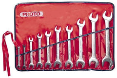Proto - 10 Piece, 1/4" x 5/16" to 1-1/16" x 1-1/8", Open End Wrench Set - Inch Measurement Standard, Satin Finish, Comes in Nylon Roll - Americas Industrial Supply