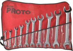 Proto - 10 Piece, 6mm x 7mm to 24mm x 26mm, Open End Wrench Set - Metric Measurement Standard, Satin Finish, Comes in Nylon Roll - Americas Industrial Supply