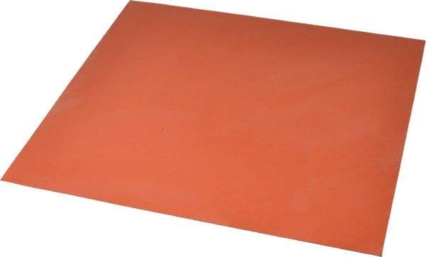 Made in USA - 12" Long, 12" Wide, 0.031" Thick, Silicone Rubber Foam Sheet - 45 to 55 Durometer, Orange-Red, -60 to 600°F, 650 psi Tensile Strength, Plain Backing, Stock Length - Americas Industrial Supply
