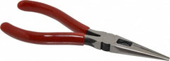 Proto - 6-5/8" OAL, 1-7/8" Jaw Length x 11/16" Jaw Width, Long Nose Side Cutting Chain Nose Pliers - Serrated Jaw, Standard Head, Plastisol Handles - Americas Industrial Supply