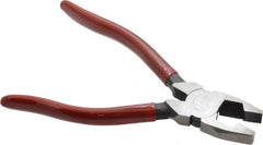 Proto - 6-3/16" OAL, 1-3/32" Jaw Length x 29/32" Jaw Width, Linesman's Pliers - Serrated Pipe Jaw, New England Style Head, Plastisol Handles - Americas Industrial Supply