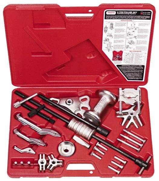 Proto - 22 Piece, 6 Ton Capacity, 7" Spread, Standard Puller Set - 8 Jaws, 6" Reach - Americas Industrial Supply