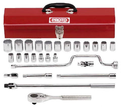 Proto - 26 Piece 1/2" Drive Socket Set - 12 Points, 3/8" to 1-1/4" Range, Inch Measurement Standard - Americas Industrial Supply