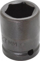 Proto - 3/4" Drive 27mm Standard Impact Socket - 6 Points, 2-3/64" OAL - Americas Industrial Supply