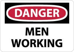 NMC - "Danger - Men Working", 10" Long x 14" Wide, Aluminum Safety Sign - Rectangle, 0.04" Thick, Use for Accident Prevention - Americas Industrial Supply