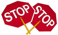 NMC - "Stop", 18" Wide x 18" High, Plastic Stop & Yield Signs - Black on Orange, White on Red, Octagon, Handheld Mount - Americas Industrial Supply