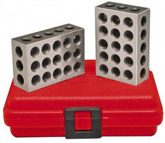 SPI - 0.0003 Squareness Per Inch, Hardened Steel, 2-3-4 Block with 23 Hole Setup Block - 3/8 - 16 Inch Tapped Hole Size, 55-60 Rc Hardness, Sold As Matched Pair - Americas Industrial Supply