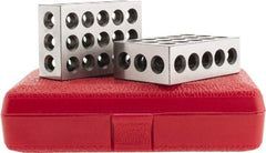 SPI - 0.0001 Squareness Per Inch, Hardened Steel, 1-2-3 Block with 23 Hole Setup Block - 3/8 - 16 Inch Tapped Hole Size, 55-60 Rc Hardness, Sold As Matched Pair - Americas Industrial Supply