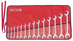 Proto - 14 Piece, 3/8" to 1-1/4", Open End Wrench Set - Inch Measurement Standard, Full Polish Finish, Comes in Nylon Roll - Americas Industrial Supply