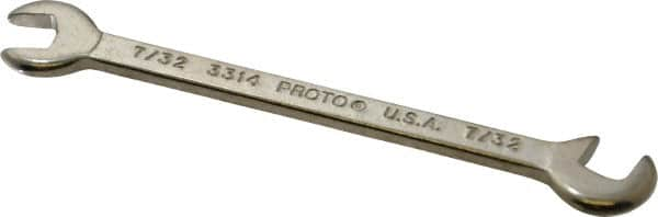 Proto - 7/32" Stubby Open End Wrench - 3" OAL, Double End, Satin Finish, 15° & 75° Head Angle - Americas Industrial Supply