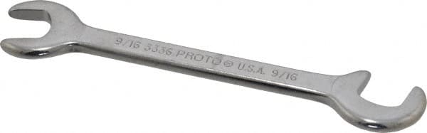 Proto - 9/16" Stubby Open End Wrench - 5-3/4" OAL, Double End, Satin Finish, 15° & 75° Head Angle - Americas Industrial Supply