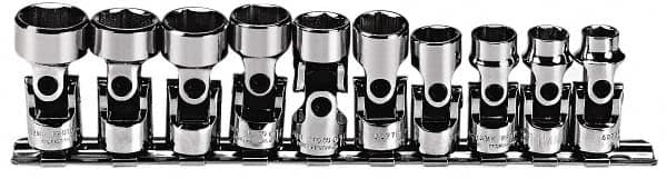 Proto - 10 Piece 3/8" Drive Standard Socket Set - 6 Points, 10 to 19mm, Metric Measurement Standard - Americas Industrial Supply