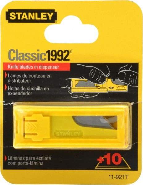 Stanley - 10 Piece Carbon Steel Utility Knife Blade - 2-7/16" OAL, 0.024" Blade Thickness - Americas Industrial Supply