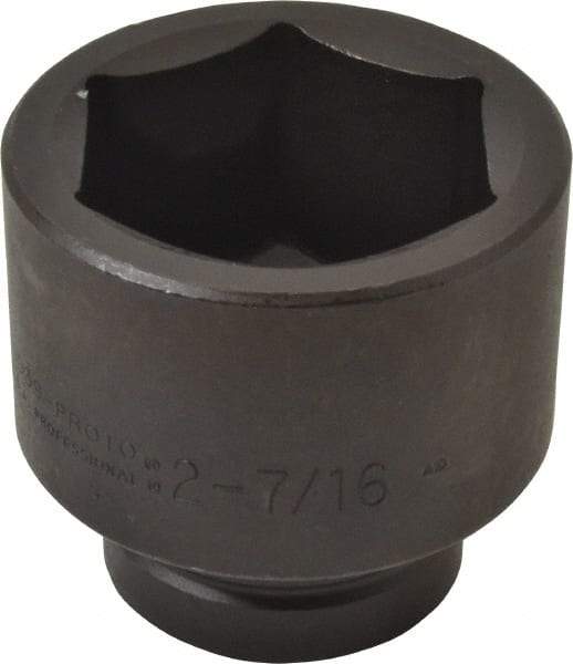 Proto - 1" Drive 2-7/16" Standard Impact Socket - 6 Points, 3-25/64" OAL - Americas Industrial Supply