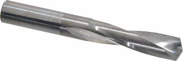 Atrax - 29/64" 135° Spiral Flute Solid Carbide Screw Machine Drill Bit - Bright Finish, Right Hand Cut, 2-1/8" Flute Length, 3-9/16" OAL, Split Point, Straight Shank - Americas Industrial Supply