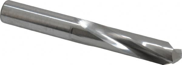 Atrax - 15/32" 135° Spiral Flute Solid Carbide Screw Machine Drill Bit - Bright Finish, Right Hand Cut, 2-1/8" Flute Length, 3-5/8" OAL, Split Point, Straight Shank - Americas Industrial Supply