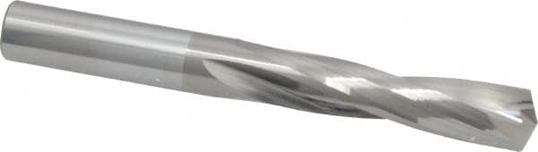 Atrax - 0.377" 135° Spiral Flute Solid Carbide Screw Machine Drill Bit - Bright Finish, Right Hand Cut, 1-7/8" Flute Length, 3-1/4" OAL, Split Point, Straight Shank - Americas Industrial Supply