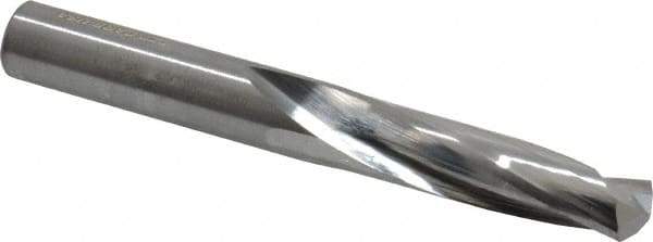 Atrax - 0.413" 135° Spiral Flute Solid Carbide Screw Machine Drill Bit - Bright Finish, Right Hand Cut, 2" Flute Length, 3-3/8" OAL, Split Point, Straight Shank - Americas Industrial Supply