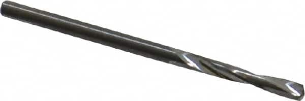 Atrax - #38 135° Spiral Flute Solid Carbide Screw Machine Drill Bit - Bright Finish, Right Hand Cut, 13/16" Flute Length, 1-13/16" OAL, Split Point, Straight Shank - Americas Industrial Supply