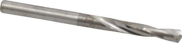 Atrax - 0.1575" 135° Spiral Flute Solid Carbide Screw Machine Drill Bit - Bright Finish, Right Hand Cut, 1-1/16" Flute Length, 2-1/8" OAL, Split Point, Straight Shank - Americas Industrial Supply