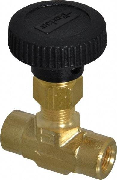 Parker - 3,000 Max psi, 1/8" Pipe, Brass, Inline Instrumentation Needle Valve - FNPT x FNPT End Connections - Americas Industrial Supply