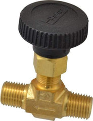 Parker - 3,000 Max psi, 1/4" Pipe, Brass, Inline Instrumentation Needle Valve - MNPT x MNPT End Connections - Americas Industrial Supply