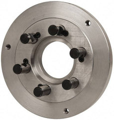 Buck Chuck Company - Adapter Back Plate for 10" Diam Self Centering Lathe Chucks - D1-6 Mount, 3-1/4" Through Hole Diam, 7.858mm ID, 10" OD, 0.985" Flange Height, Steel - Americas Industrial Supply