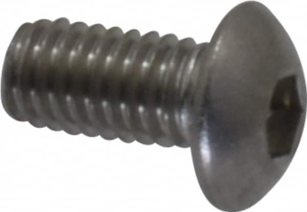 Value Collection - M3x0.50 Metric Coarse Hex Socket Drive, Button Screw - Grade 18-8 & Austenitic A2 Stainless Steel, Uncoated, Fully Threaded, 6mm Length Under Head - Americas Industrial Supply
