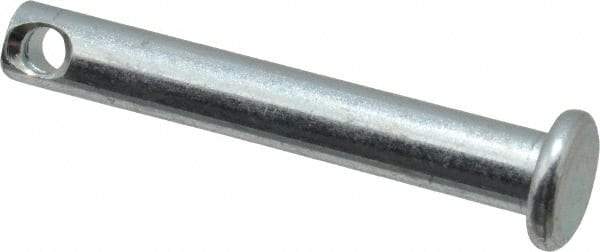 Made in USA - 1/4" Pin Diam, 51/64" OAL, Standard Clevis Pin - 3/32" Hole, 45/64" Usable Length, Zinc-Plated Steel - Americas Industrial Supply