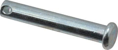 Made in USA - 1/4" Pin Diam, 1-1/2" OAL, Standard Clevis Pin - 3/32" Hole, 1-13/32" Usable Length, Zinc-Plated Steel - Americas Industrial Supply