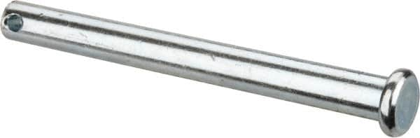 Made in USA - 1/4" Pin Diam, 2-1/2" OAL, Standard Clevis Pin - 3/32" Hole, 2-13/32" Usable Length, Zinc-Plated Steel - Americas Industrial Supply