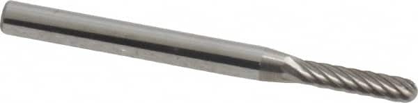 Atrax - 3/32" Cut Diam, 1/8" Shank Diam, Cylinder with Radius Head Single Cut Burr - Carbide, Radius End, 7/16" LOC, 1-1/2" OAL - Americas Industrial Supply